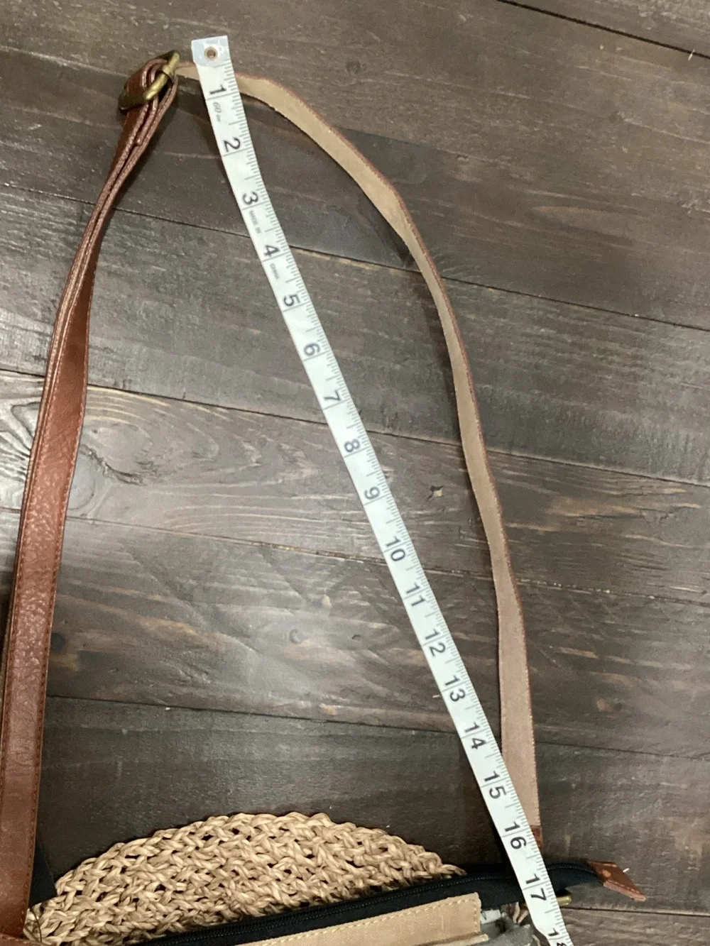 Reclaimed Canvas‎ Crossbody Bag with Brown Leather Trim